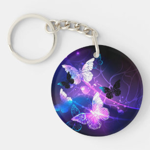 Background with Night Butterflies Key Ring