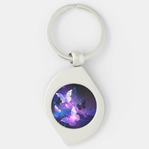 Background with Night Butterflies Key Ring