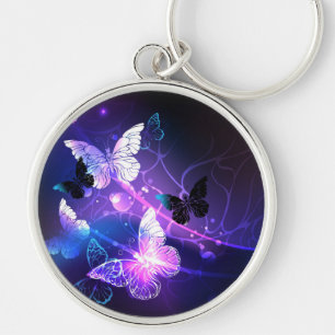 Background with Night Butterflies Key Ring