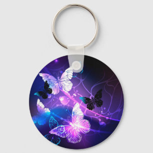 Background with Night Butterflies Key Ring
