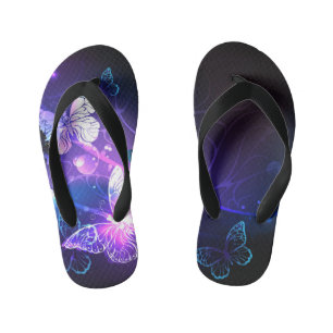 Background with Night Butterflies Kid's Jandals
