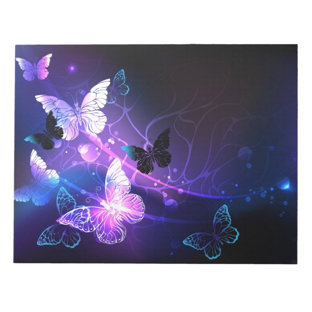 Background with Night Butterflies Notepad (Front)