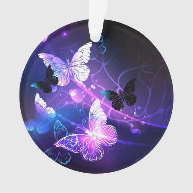 Background with Night Butterflies Ornament (Front)