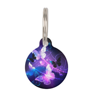 Background with Night Butterflies Pet Tag