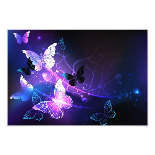 Background with Night Butterflies Photo Print (Front)