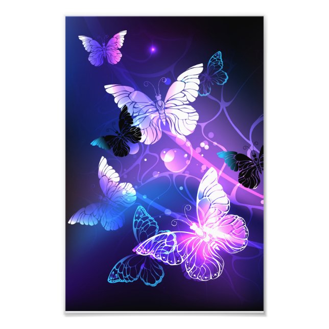 Background with Night Butterflies Photo Print (Front)