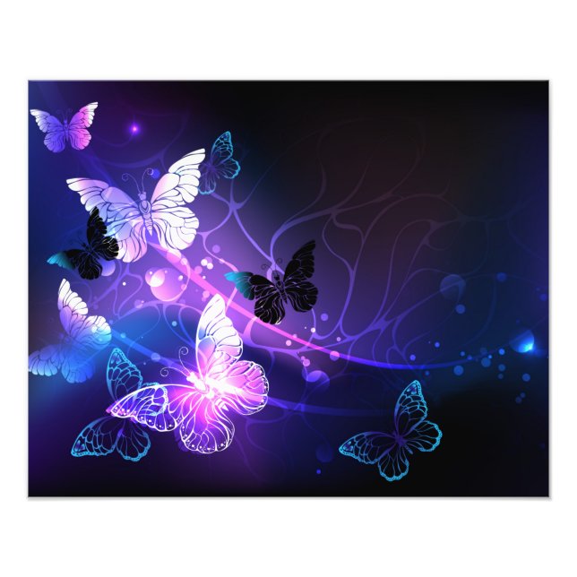 Background with Night Butterflies Photo Print (Front)