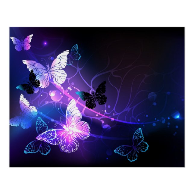 Background with Night Butterflies Poster (Front)