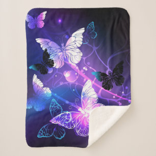 Background with Night Butterflies Sherpa Blanket