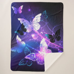 Background with Night Butterflies Sherpa Blanket
