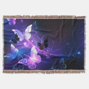 Background with Night Butterflies Throw Blanket