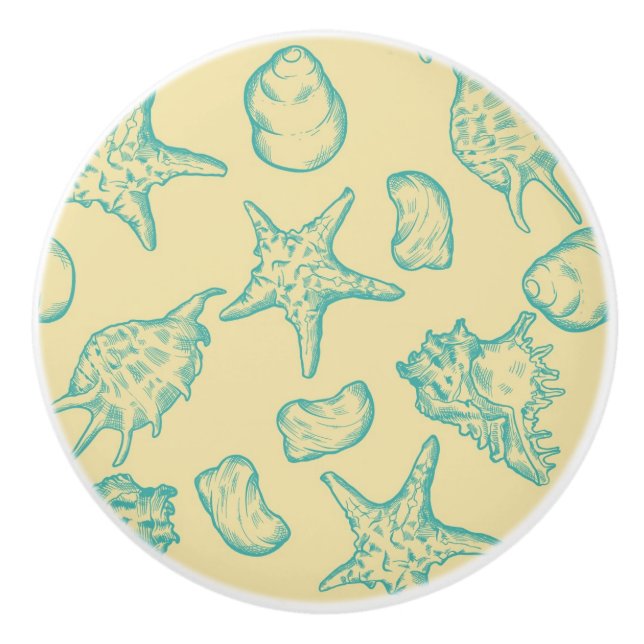 Background with shells. Hand drawn 2 Ceramic Knob (Front)