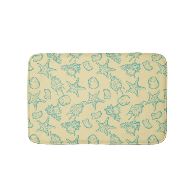Background with shells. Hand drawn Bath Mat (Front)
