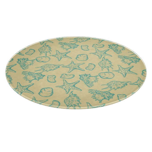 Background with shells. Hand drawn Cutting Board (Corner)