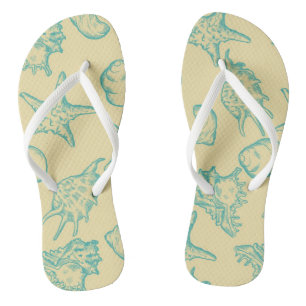 Background with shells. Hand drawn Jandals