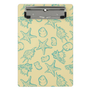 Background with shells. Hand drawn Mini Clipboard