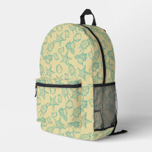 Background with shells. Hand drawn Printed Backpack