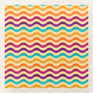 Background with stripes in retro 2 glass coaster