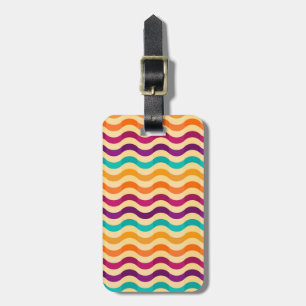 Background with stripes in retro 2 luggage tag