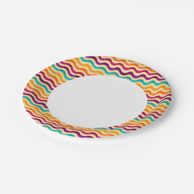 Background with stripes in retro 2 paper plate (Angled)