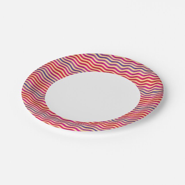 Background with stripes in retro 3 paper plate (Angled)