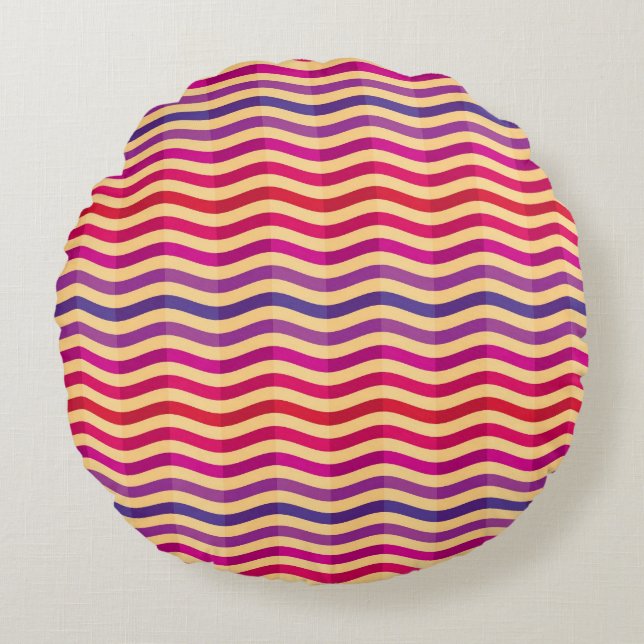 Background with stripes in retro 3 round cushion (Front)