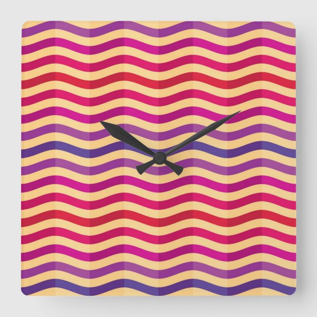 Background with stripes in retro 3 square wall clock (Front)