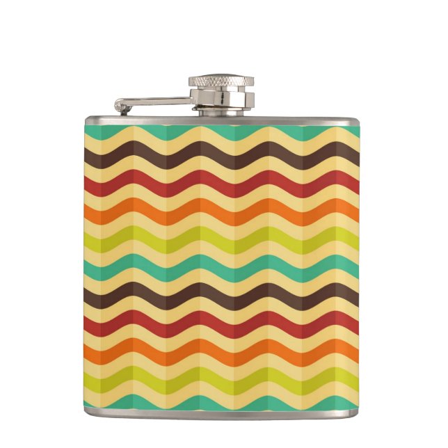 Background with stripes in retro 4 hip flask (Front)