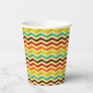 Background with stripes in retro 4 paper cups