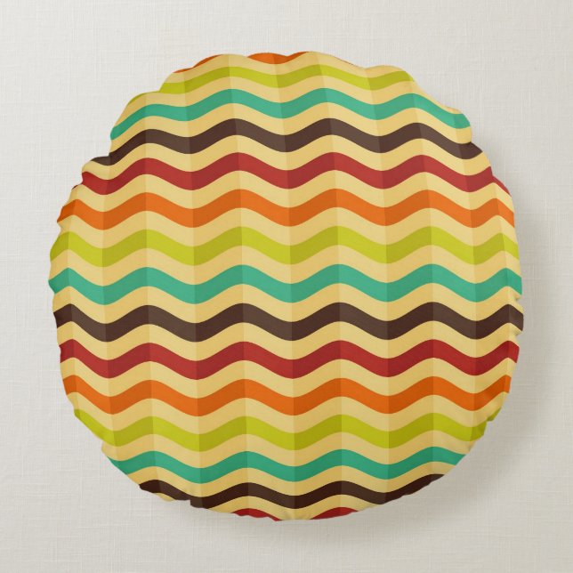 Background with stripes in retro 4 round cushion (Front)