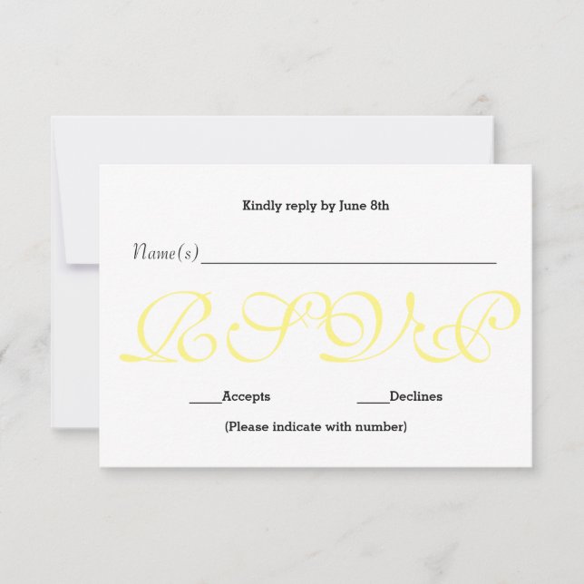 Background Yellow - RSVP Reception Response Card (Front)