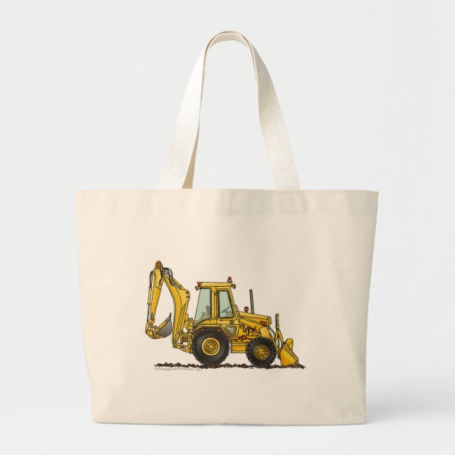 Backhoe Digger Loader Construction Bags/Totes Large Tote Bag (Front)