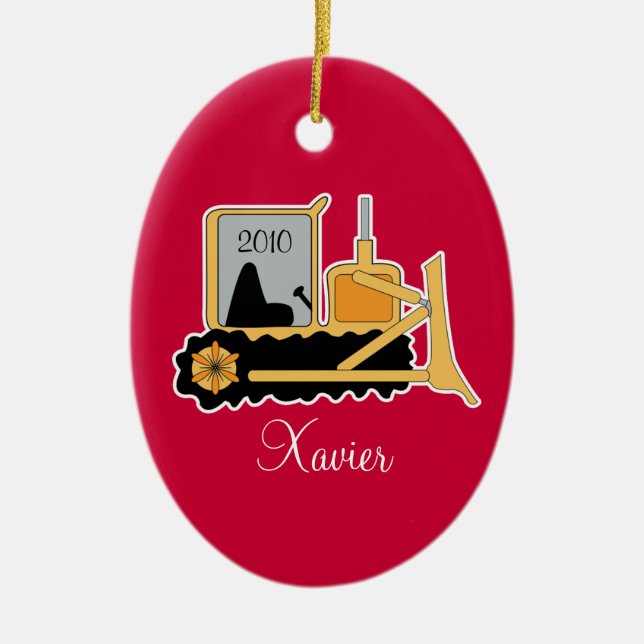 BACKHOE DIGGER Personalised Christmas Ornament (Front)