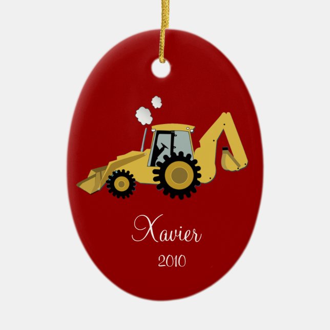 BACKHOE DIGGER Personalised Christmas Ornament (Front)
