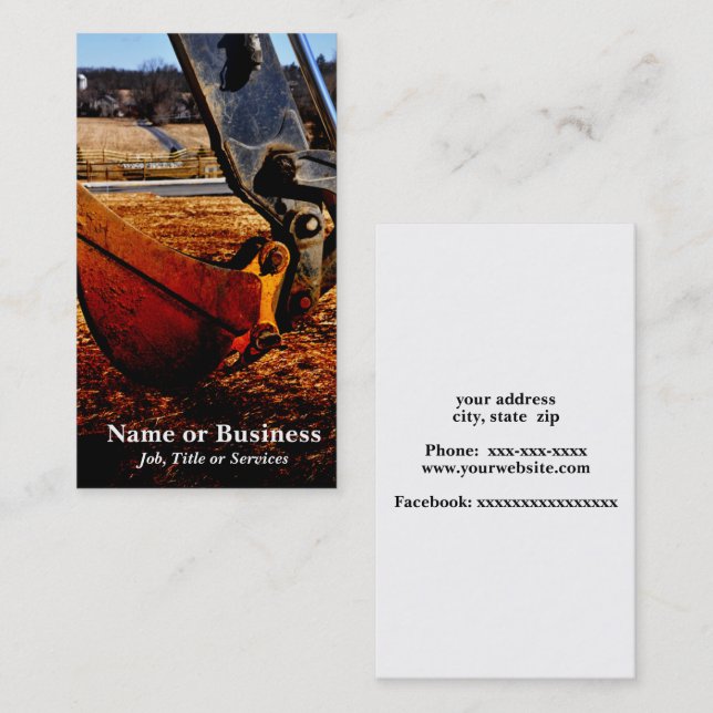 backhoe scoop business card (Front/Back)