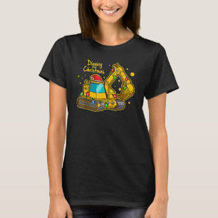 Backhoe Truck Digging Christmas Lights Holiday Con T-Shirt