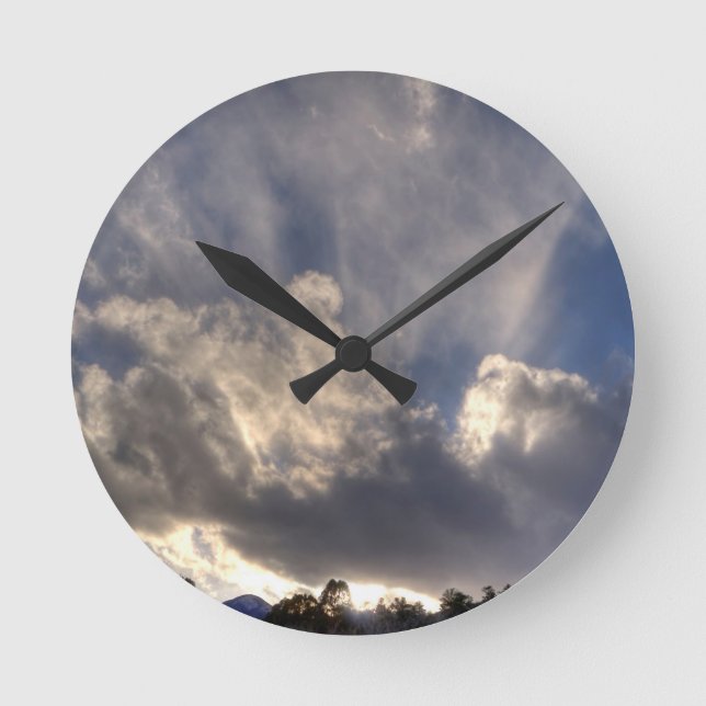 Backlit Clouds Round Clock (Front)