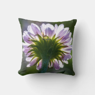 Backlit Purple Wildflower With Dewdrops Cushion