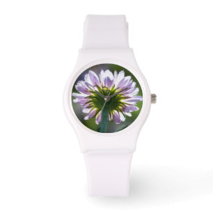 Backlit Purple Wildflower With Dewdrops Watch