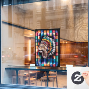 Backlit Stained Glass Window with Mosaic -