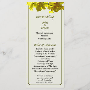 Backlit Yellow Orchid Wedding Program Programme