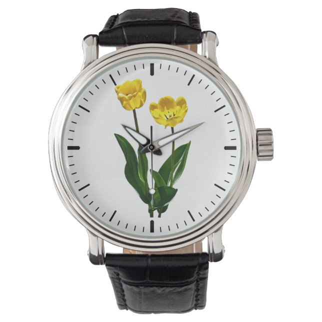 Backlit Yellow Tulips Watch (Front)