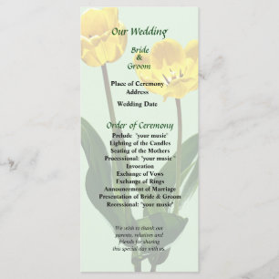 Backlit Yellow Tulips Wedding Program Programme