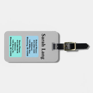 Backpack ID Tag Kid Child School Name Label