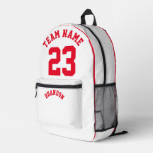 Backpack kids boys basketball sports white red
