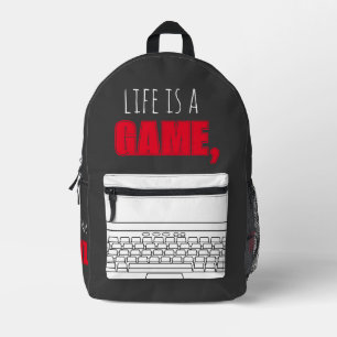 Backpack "LIFE IS A GAME, PLAY TO WIN" keyboard