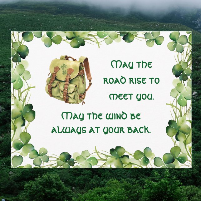 Backpack May the Road Rise Irish Saint Patrick's Postcard (Creator Uploaded)