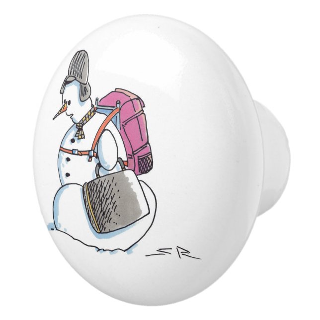 Backpack Snowman ceramic knob (Right)