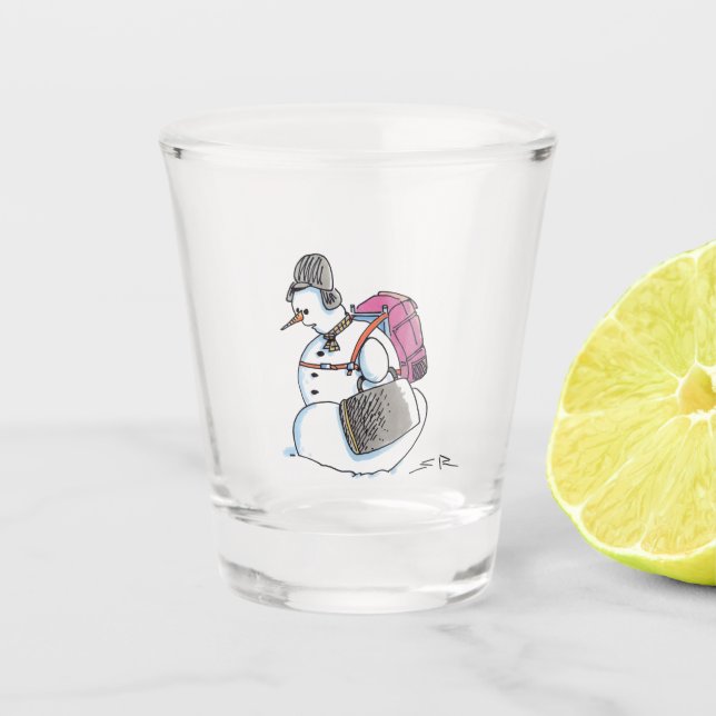 Backpack Snowman clear shot glass (Front)