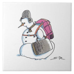 Backpack Snowman large ceramic tile
